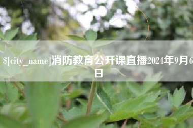 张掖消防教育公开课直播2024年9月6日