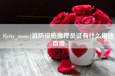 张掖消防设施操作员证有什么用途百度