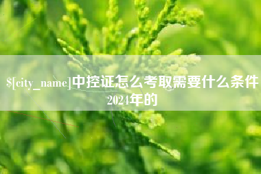 张掖中控证怎么考取需要什么条件2024年的